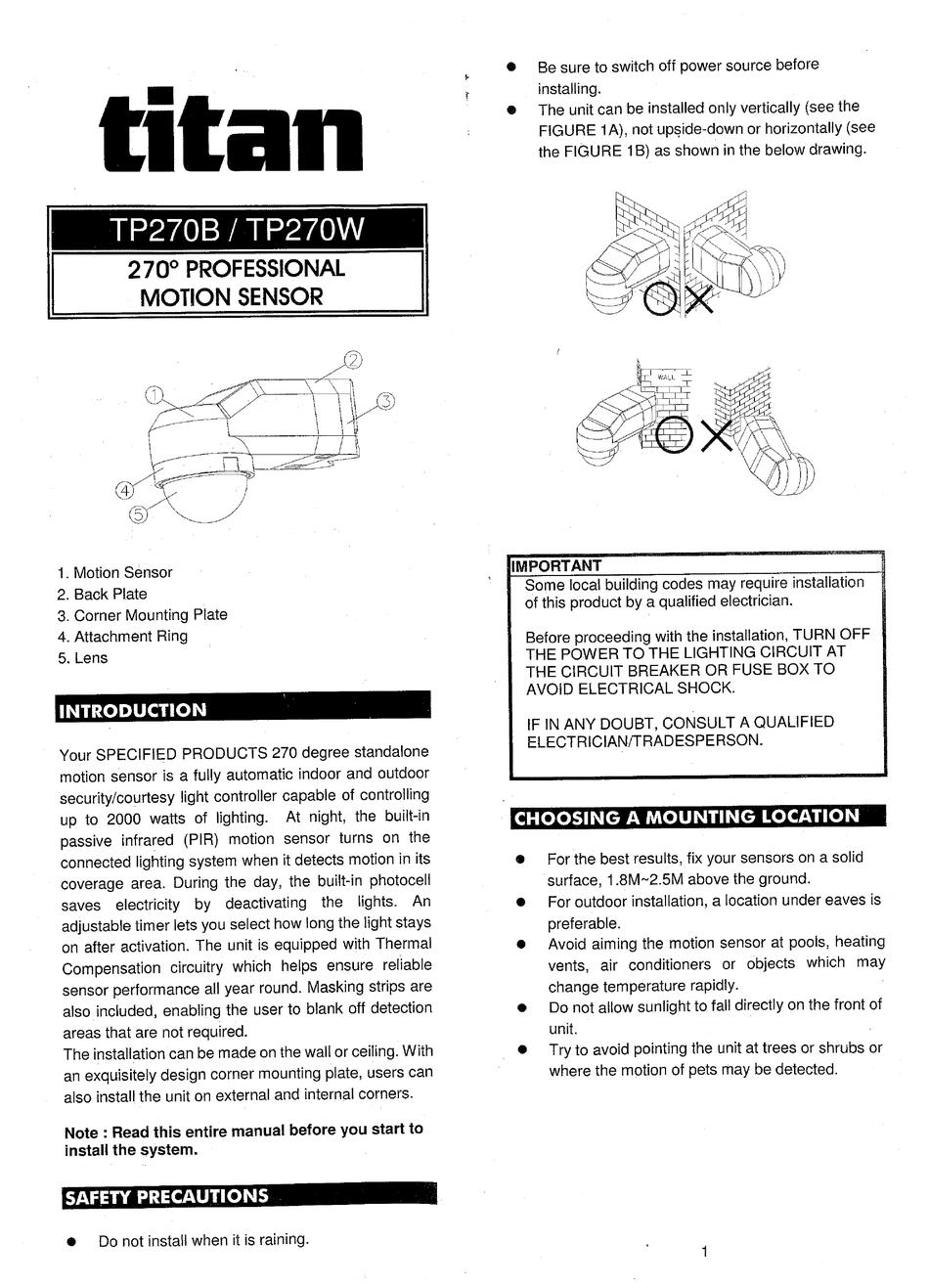 TITAN TP270B USER MANUAL Pdf Download ManualsLib