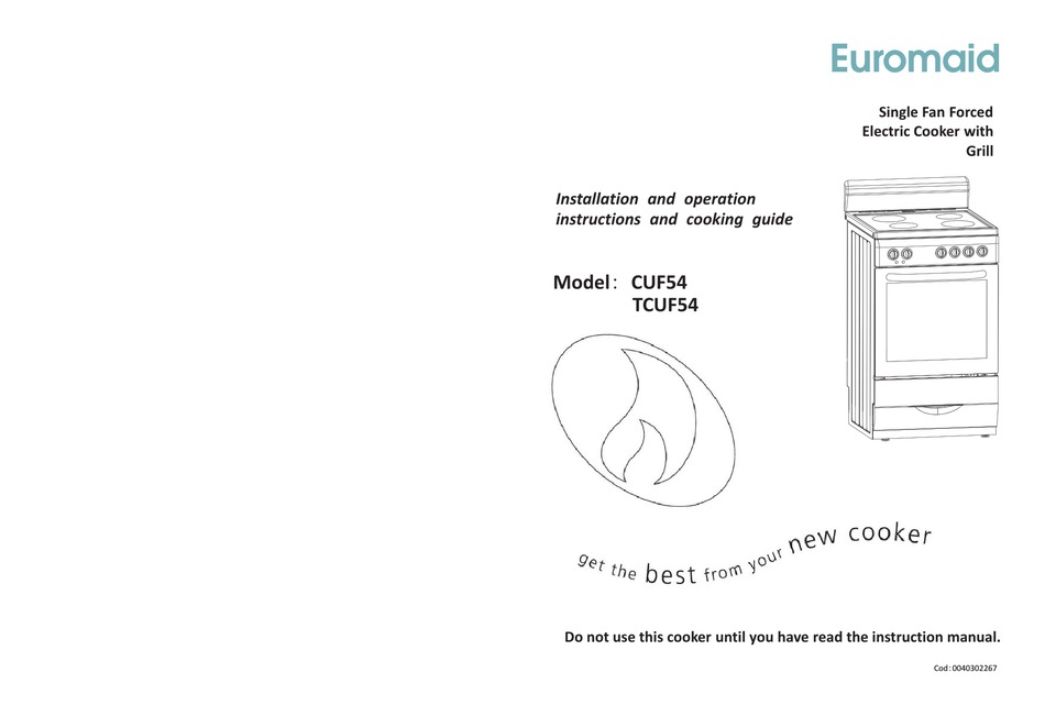 EUROMAID CUF54 INSTALLATION AND OPERATION INSTRUCTIONS MANUAL Pdf
