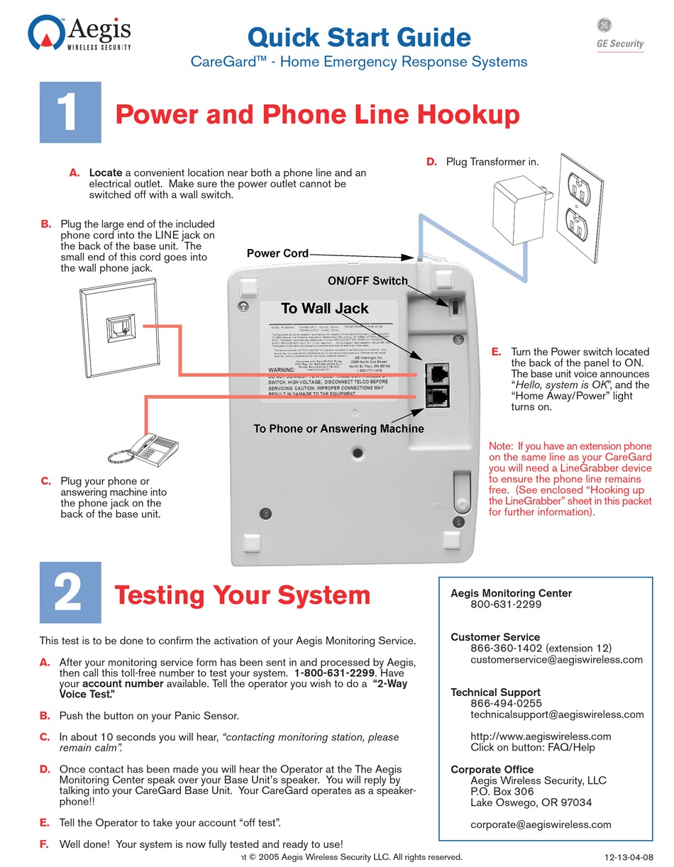 GE SECURITY CAREGARD QUICK START MANUAL Pdf Download ManualsLib