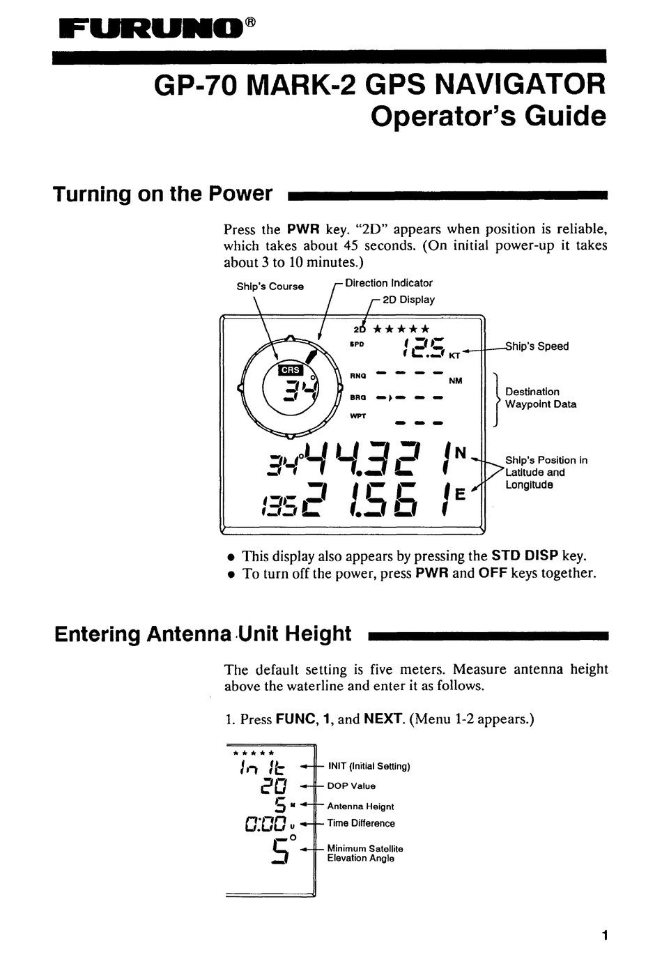 Furuno Gp 70 Mark 2 Operators Manual Pdf Download Manualslib