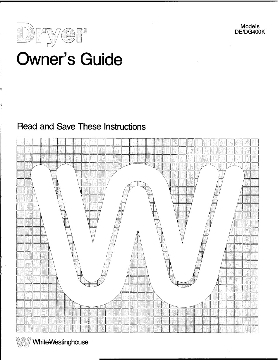 WHITEWESTINGHOUSE DE400K OWNER'S MANUAL Pdf Download ManualsLib