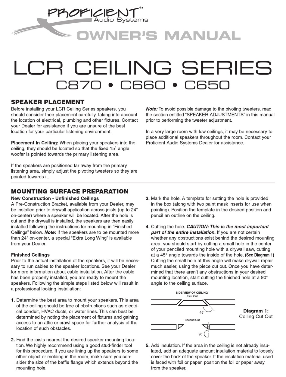 PROFICIENT AUDIO SYSTEMS C870 OWNER