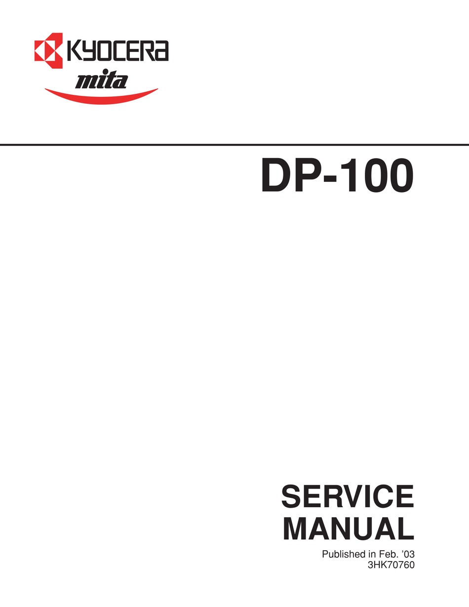 KYOCERA MITA DP-100 SERVICE MANUAL Pdf Download | ManualsLib