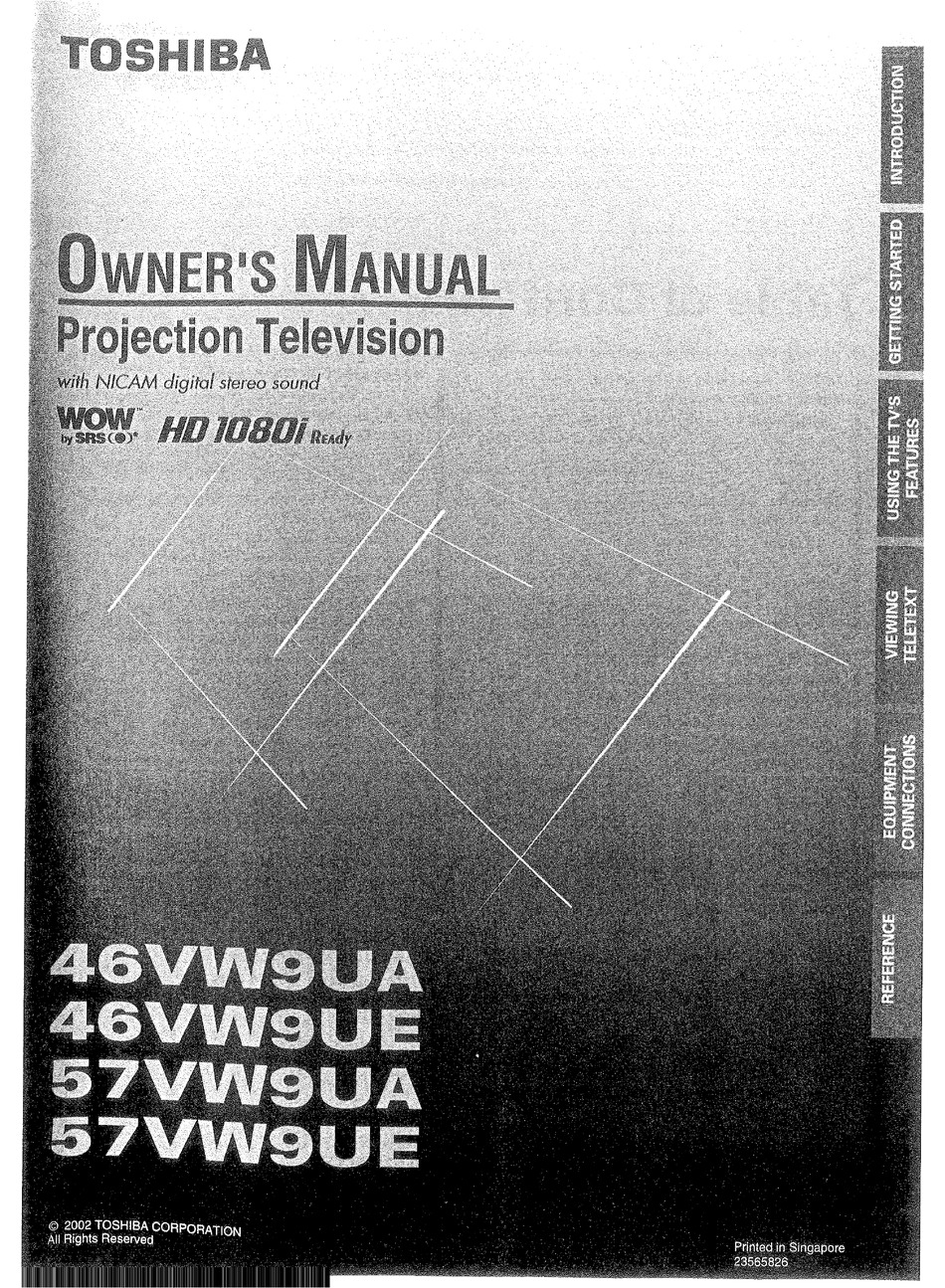 TOSHIBA 46VW9UA OWNER'S MANUAL Pdf Download | ManualsLib