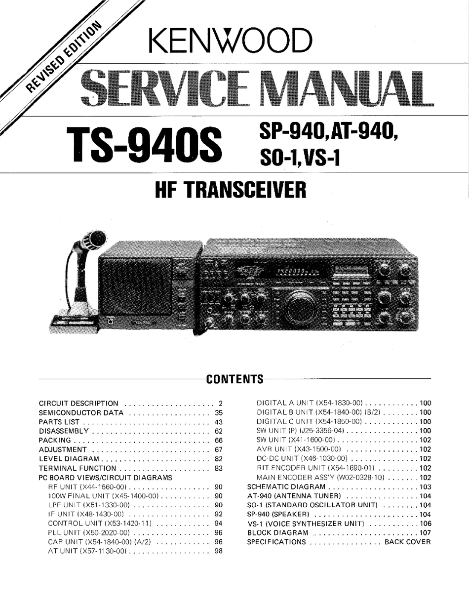 KENWOOD TS-940S SERVICE MANUAL Pdf Download | ManualsLib
