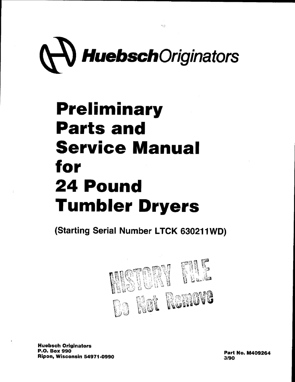 HUEBSCH 28CE PARTS AND SERVICE MANUAL Pdf Download ManualsLib