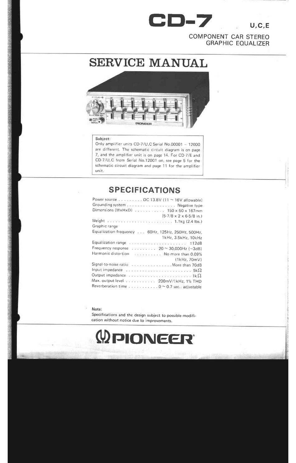 skade Egnet Uplifted PIONEER CD-7 SERVICE MANUAL Pdf Download | ManualsLib