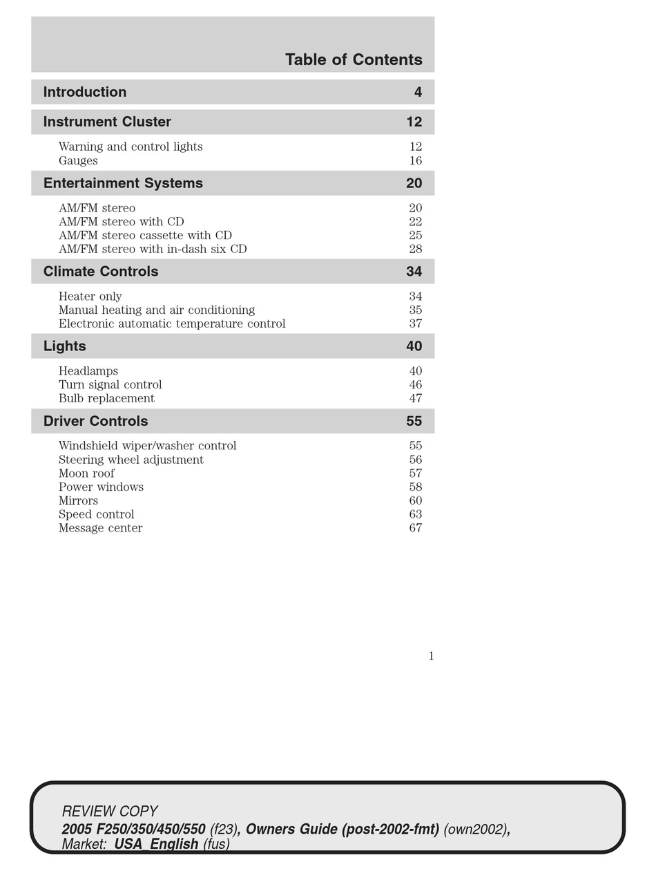 FORD 2005 F250 OWNER'S MANUAL Pdf Download ManualsLib