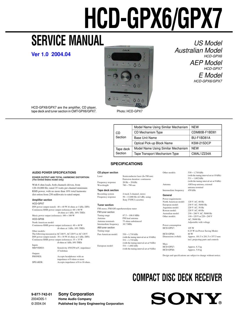 Hcd. Sony-HCD-gpx7. Sony HCD-GPX. Sony CMT-gpx7. Sony HCD 881 instruction manual.