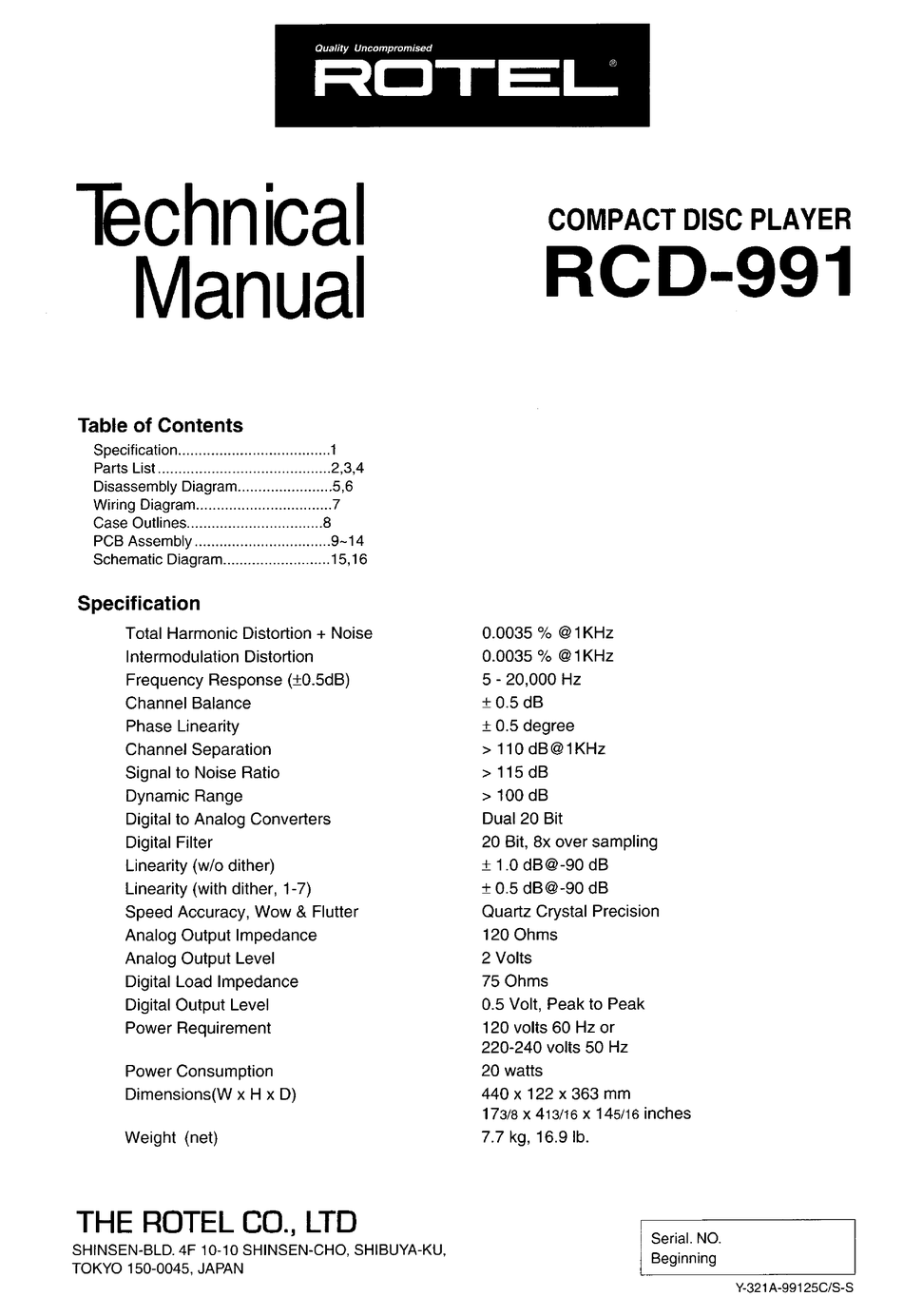 ROTEL RCD-991 TECHNICAL MANUAL Pdf Download | ManualsLib