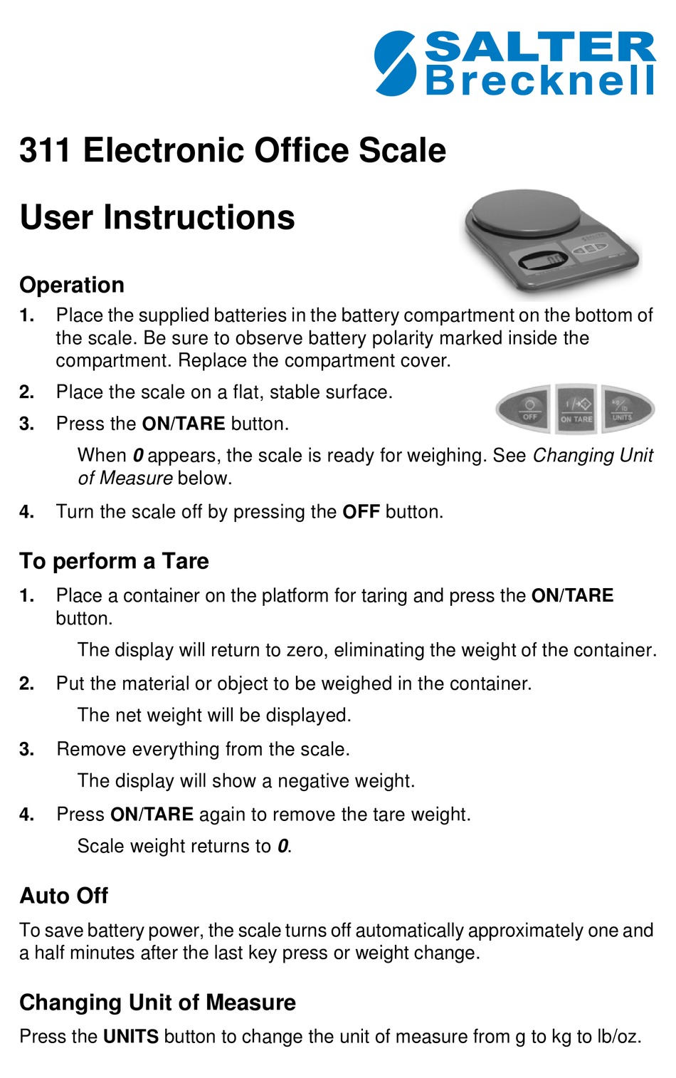 Salter 311 Instruction Manual Pdf Download Manualslib