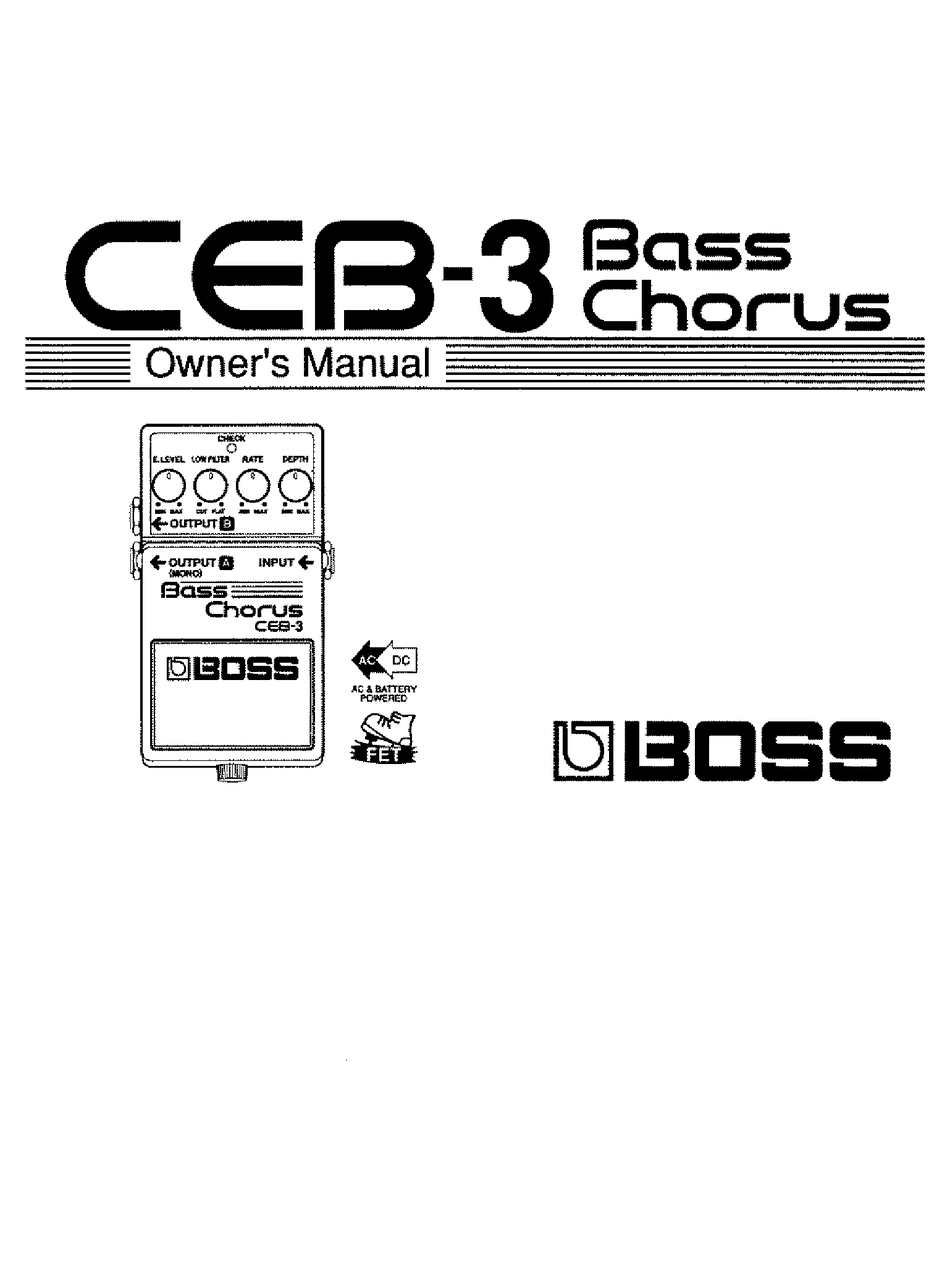 BOSS CEB3 BASS CHORUS OWNER'S MANUAL Pdf Download ManualsLib