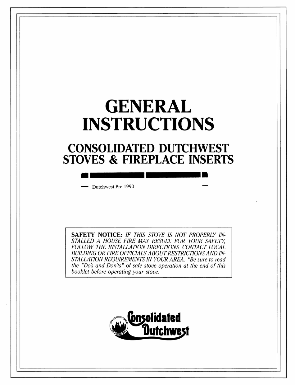 CONSOLIDATED DUTCHWEST FA288CCL GENERAL INSTRUCTIONS MANUAL Pdf Download ManualsLib