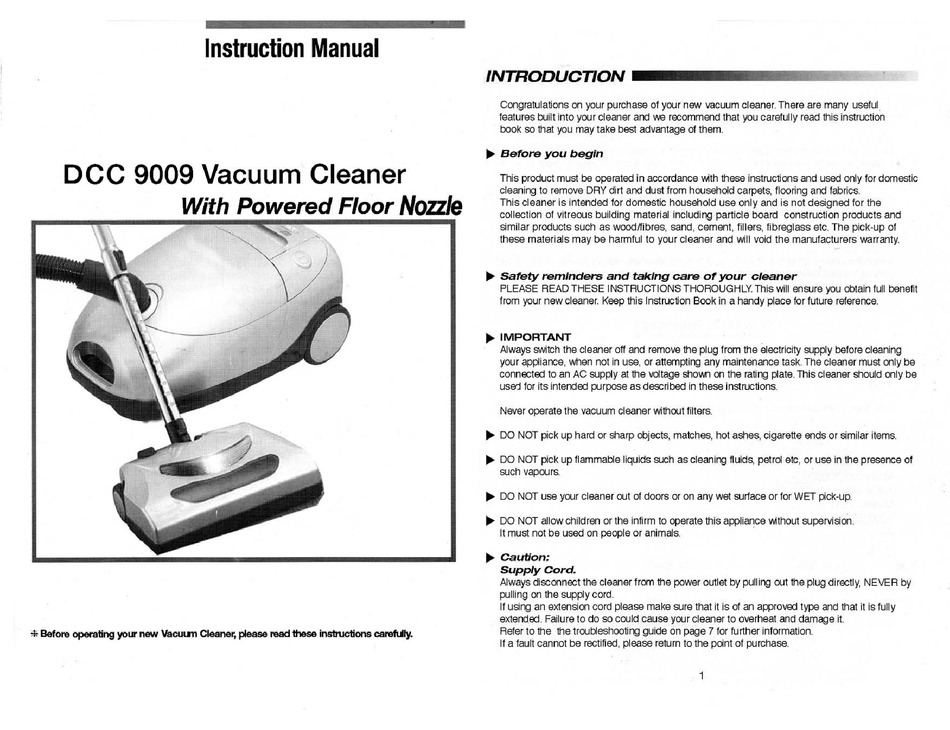 DUST CARE EVOLUTION DCC 9009 INSTRUCTION MANUAL Pdf Download ManualsLib