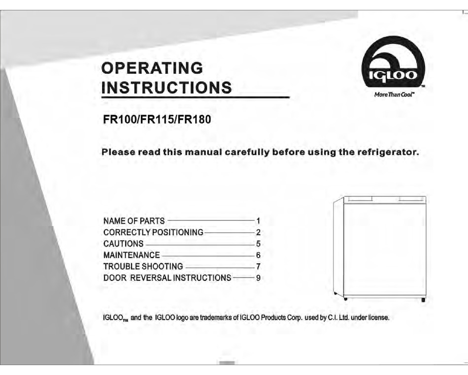 Igloo Fr115 Operating Instructions Manual Pdf Download Manualslib
