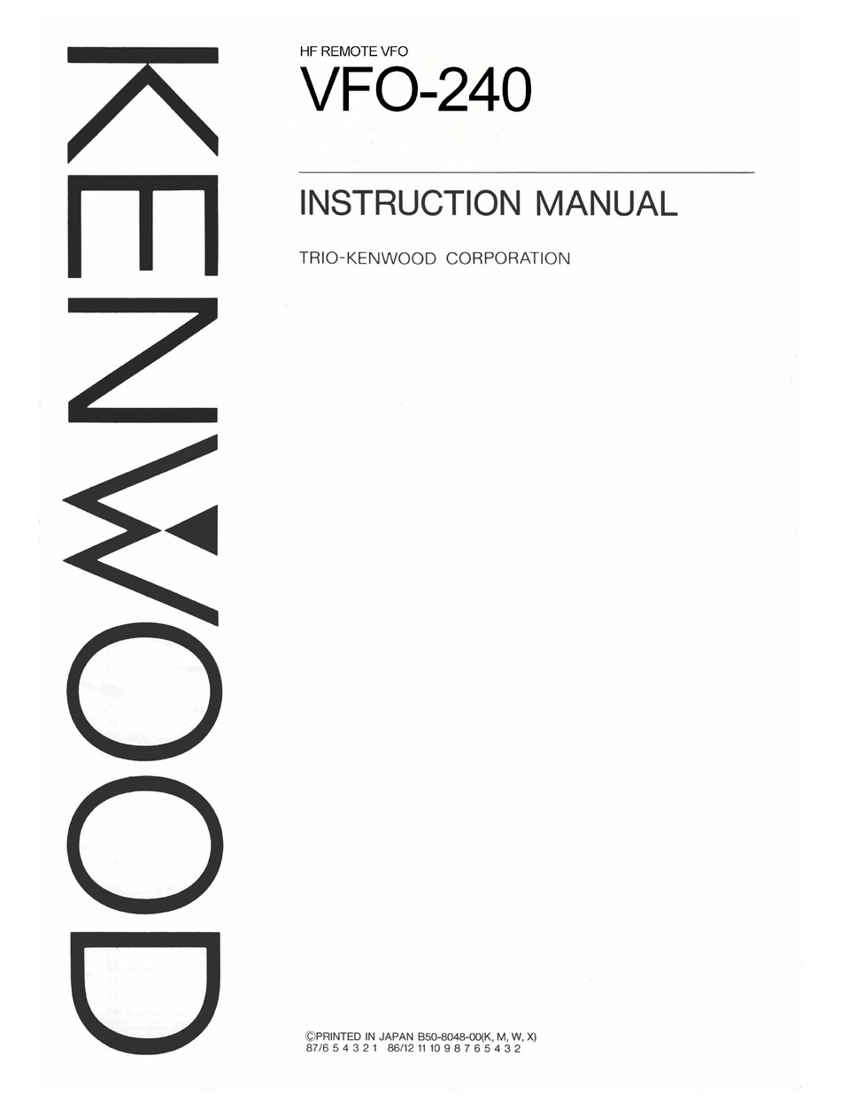 Details about   Kenwood HF Remote Model VFO-230 Instruction Manual 