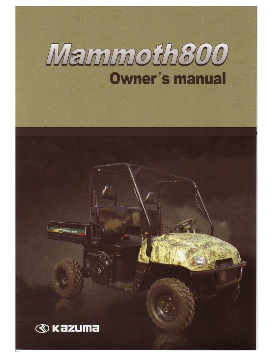 KAZUMA MAMMOTH800 OWNER'S MANUAL Pdf Download | ManualsLib