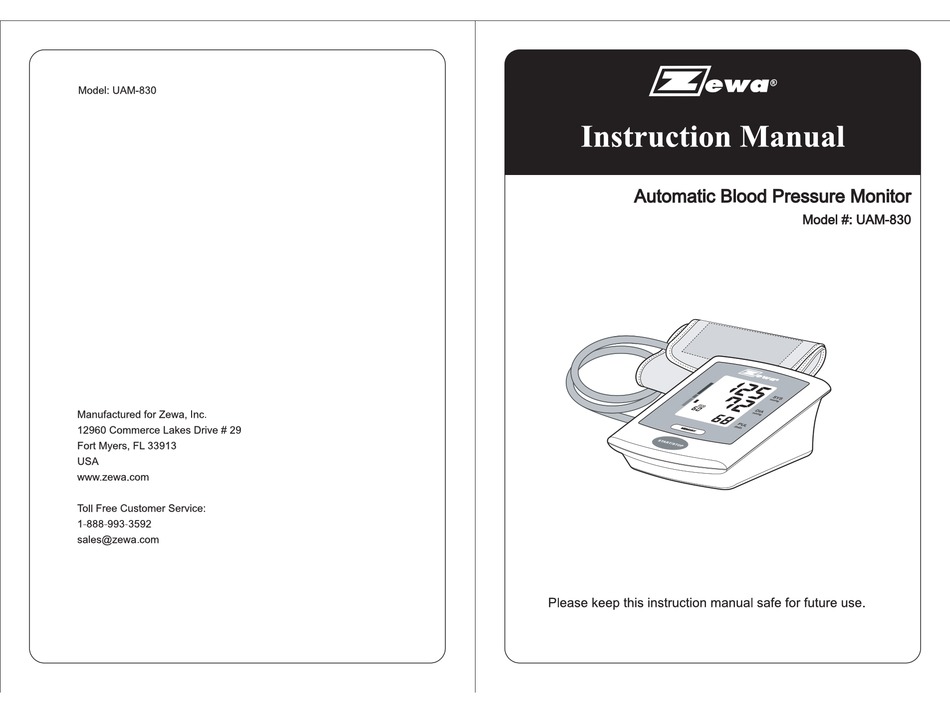 zewa blood pressure monitor manual