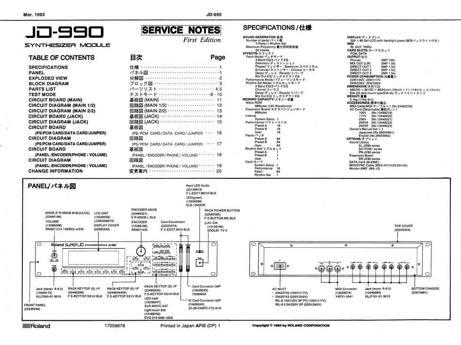 Roland Jd 990 Service Notes Pdf Download Manualslib