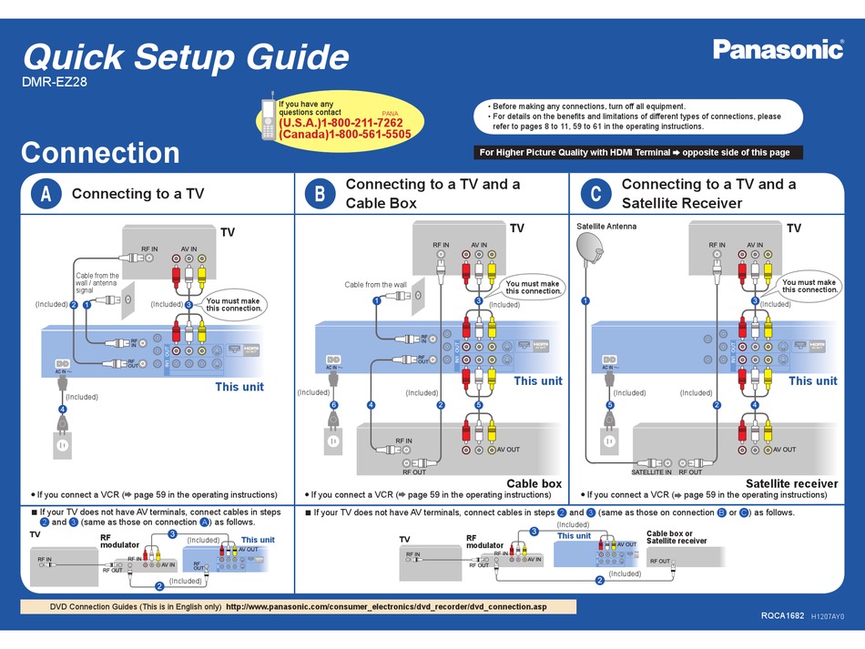 PANASONIC DMR-EZ28 QUICK SETUP MANUAL Pdf Download | ManualsLib