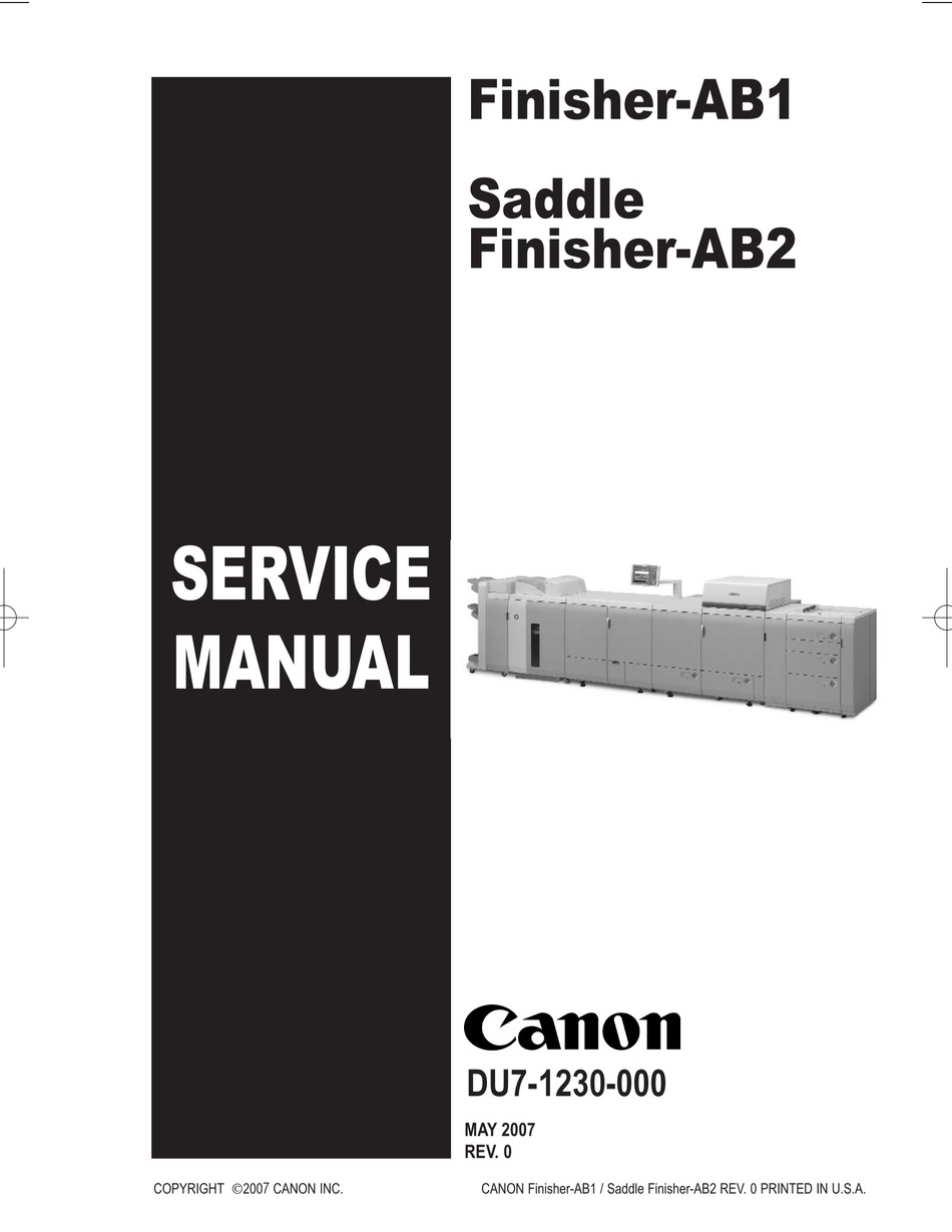 CANON FINISHERAB1 SERVICE MANUAL Pdf Download ManualsLib