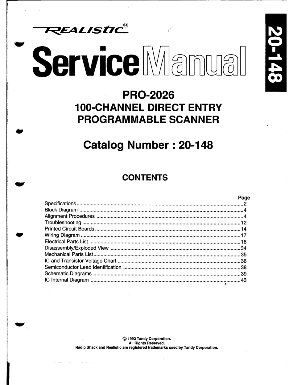 REALISTIC PRO2026 SERVICE MANUAL Pdf Download ManualsLib