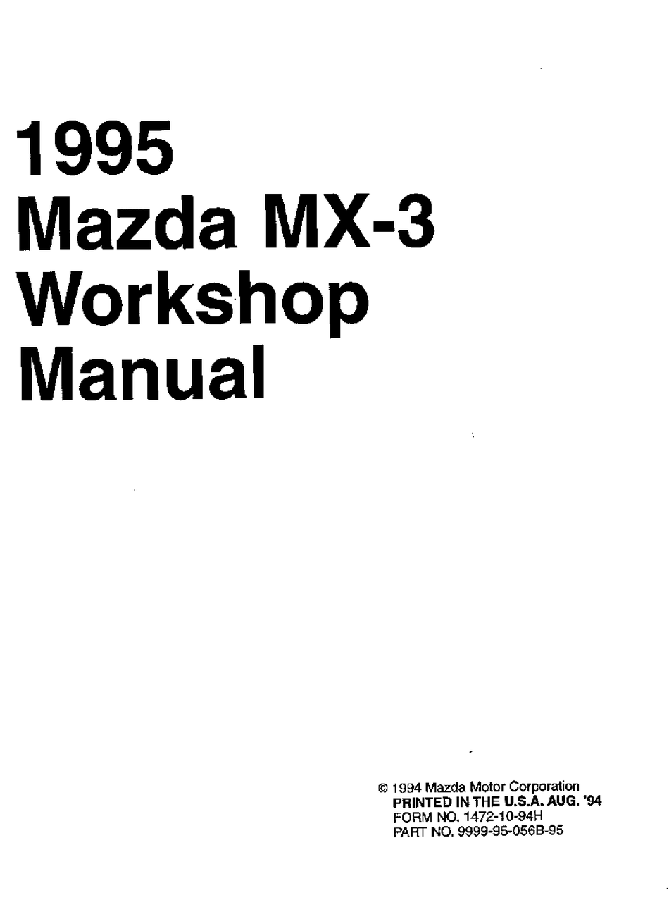 Mazda Mx-3 1995 Workshop Manual Pdf Download | Manualslib