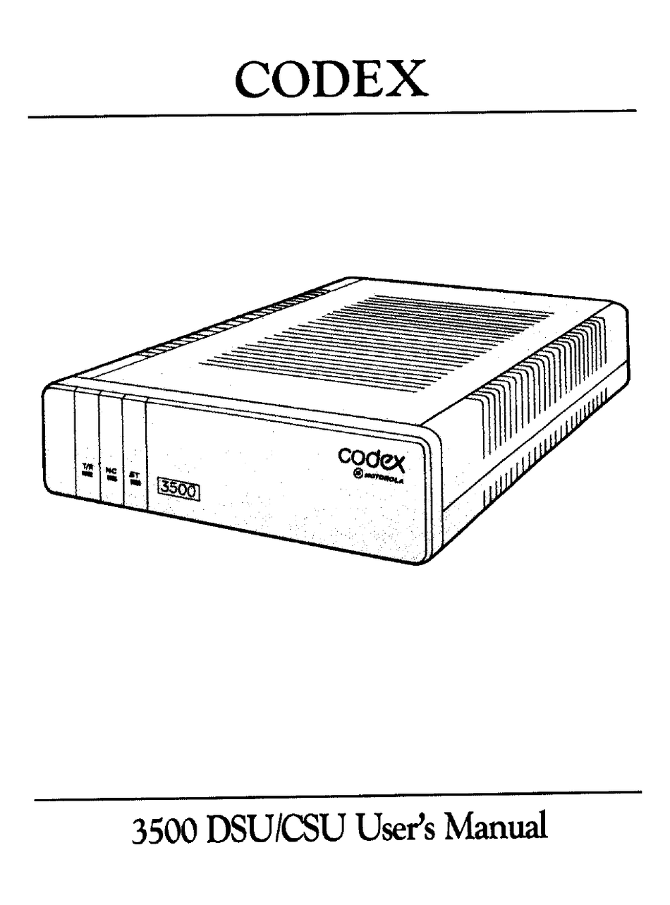 MOTOROLA CODEX 3500 DSU/CSU USER MANUAL Pdf Download ManualsLib