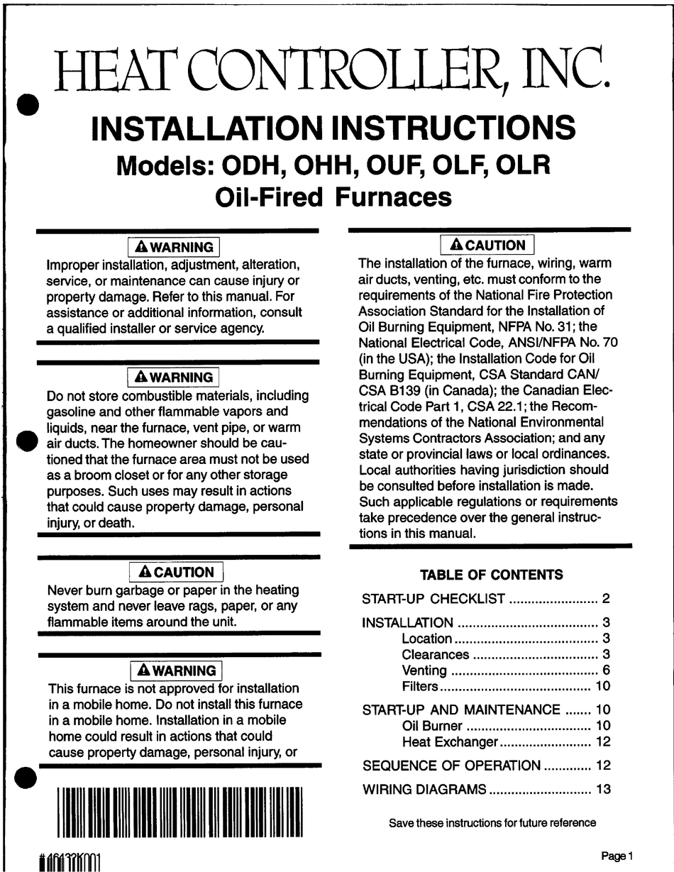 HEAT CONTROLLER ODH INSTALLATION INSTRUCTIONS MANUAL Pdf Download