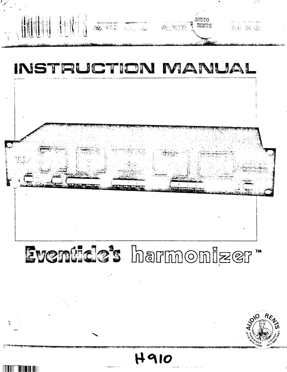 eventide h910 harmonizer manual