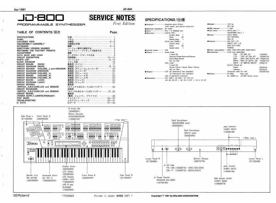 Roland Jd 800 Service Notes Pdf Download Manualslib