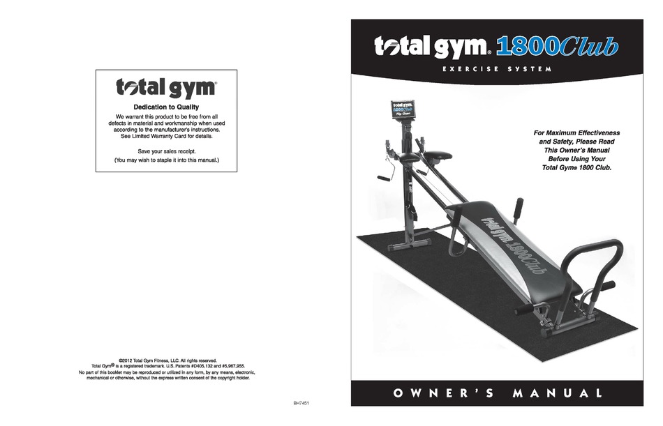 TOTAL GYM 1800CLUB OWNER S MANUAL Pdf Download ManualsLib