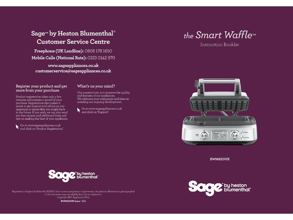 SAGE SMART WAFFLE BWM620UK INSTRUCTION BOOKLET Pdf Download ManualsLib