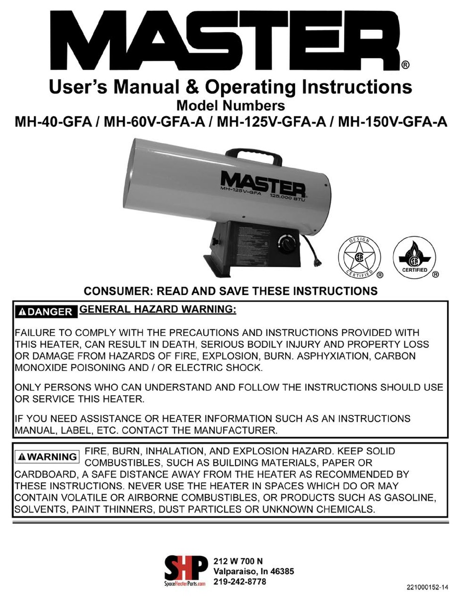 MASTER MH60VGFAA USER