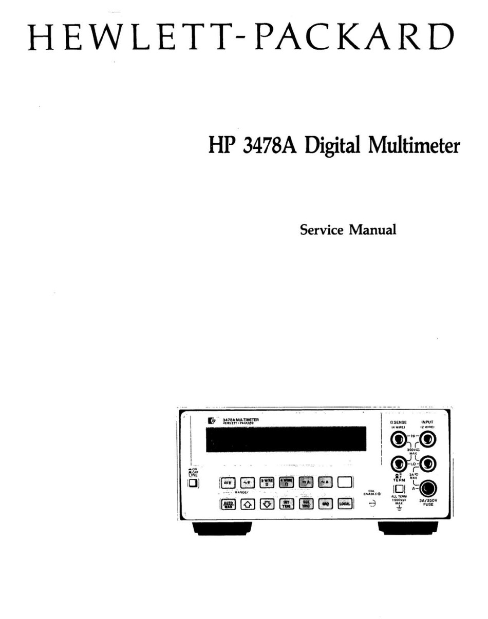 HP Agilent 03478-90006 3478A Multimeter Service Manual 