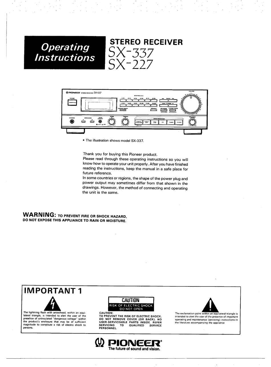 pioneer vsx-d498 0perating instructions manual pdf download