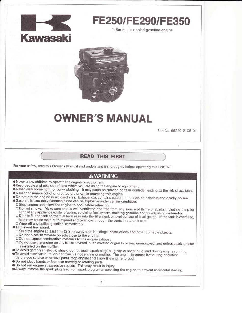 KAWASAKI FE250 OWNER'S MANUAL Pdf Download | ManualsLib