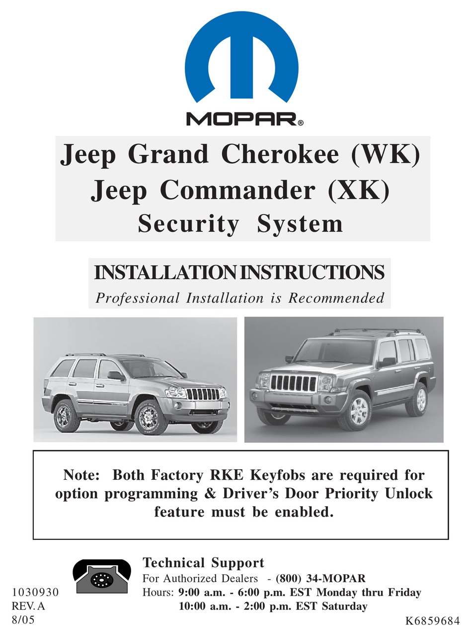 MOPAR JEEP COMMANDER (XK) INSTALLATION INSTRUCTIONS MANUAL Pdf Download
