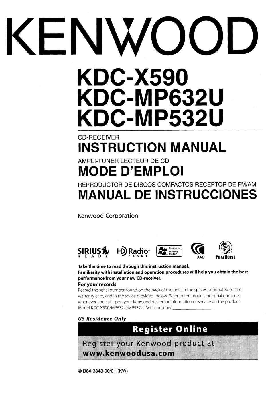 KENWOOD KDCX590 INSTRUCTION MANUAL Pdf Download ManualsLib