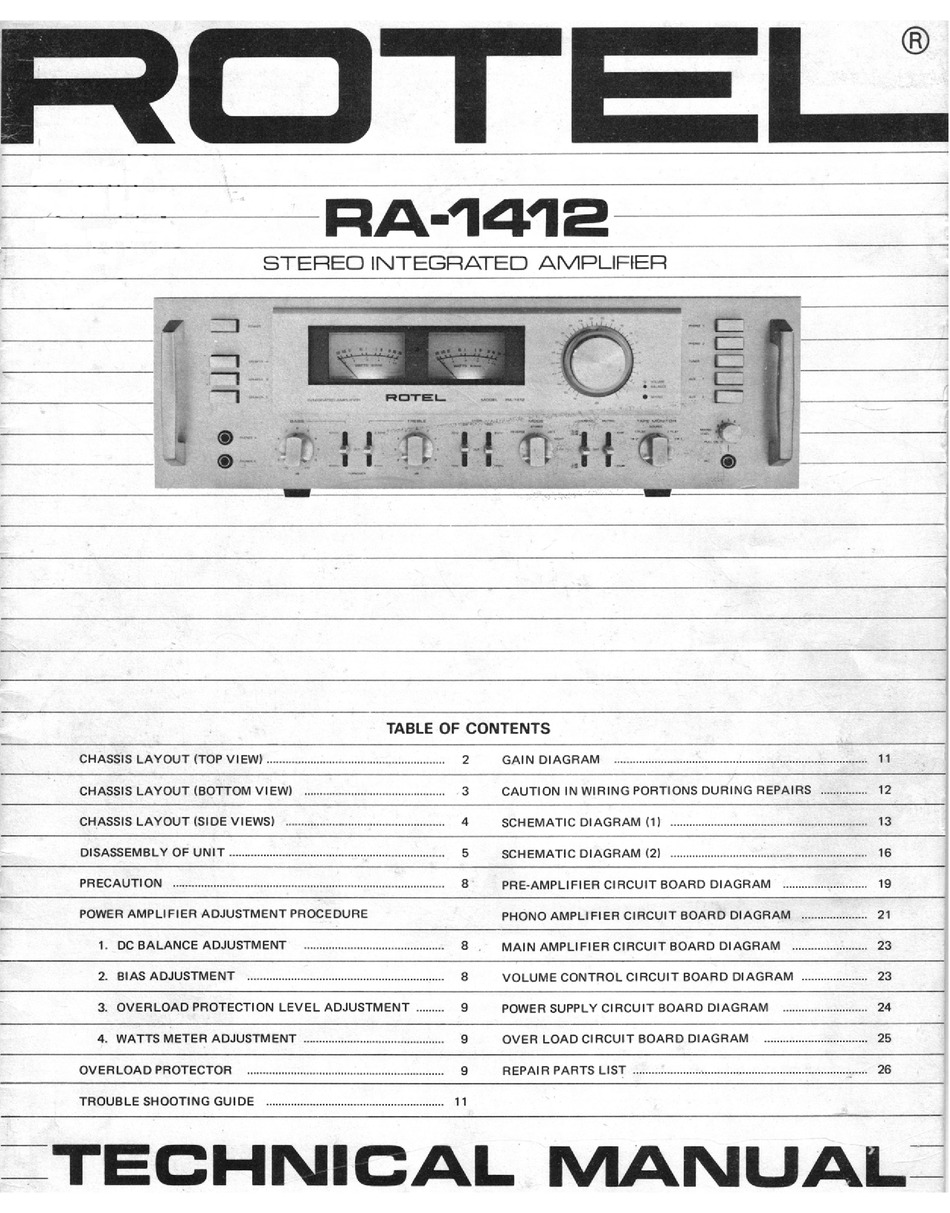 ROTEL RA-1412 TECHNICAL MANUAL Pdf Download | ManualsLib