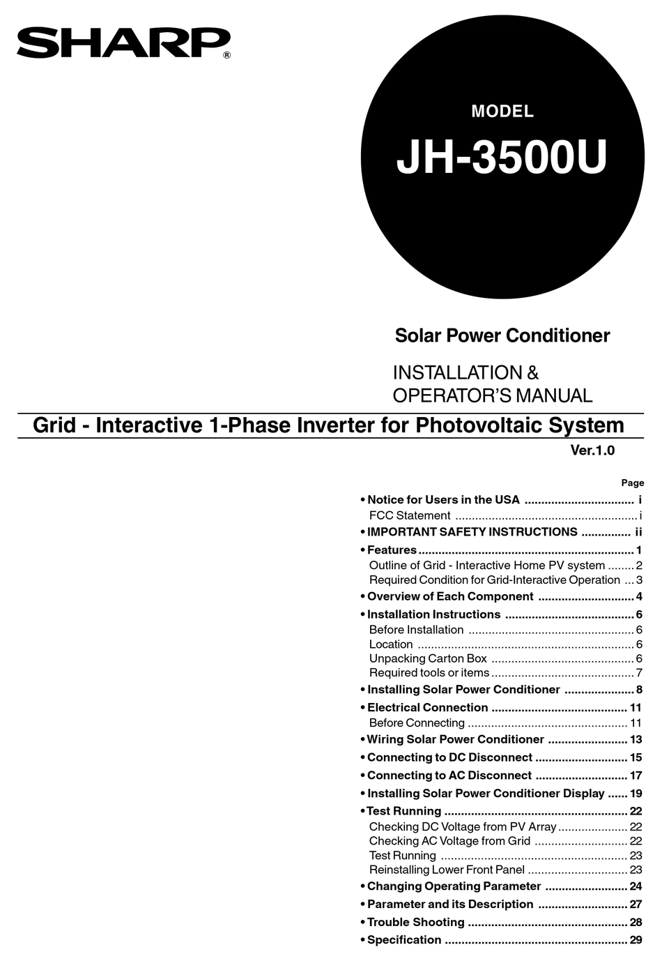 Sharp JH-3500U Sunvista Inverter Error D-29 or E-29 Repair Fan SCUDM24X4SQ-911