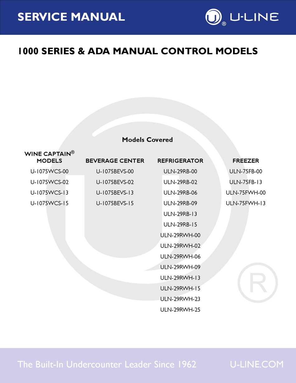 U Line U 1075wcs 00 Service Manual Pdf Download Manualslib