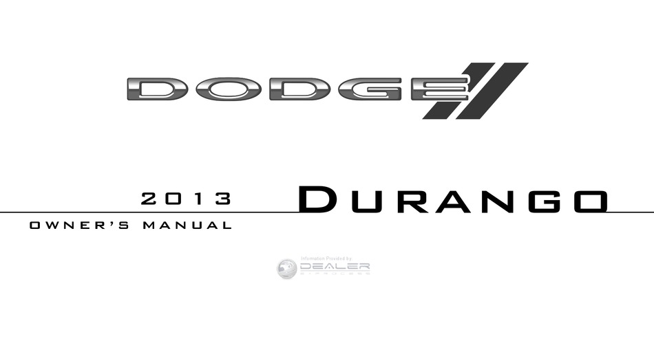 DODGE 2013 DURANGO OWNER'S MANUAL Pdf Download | ManualsLib