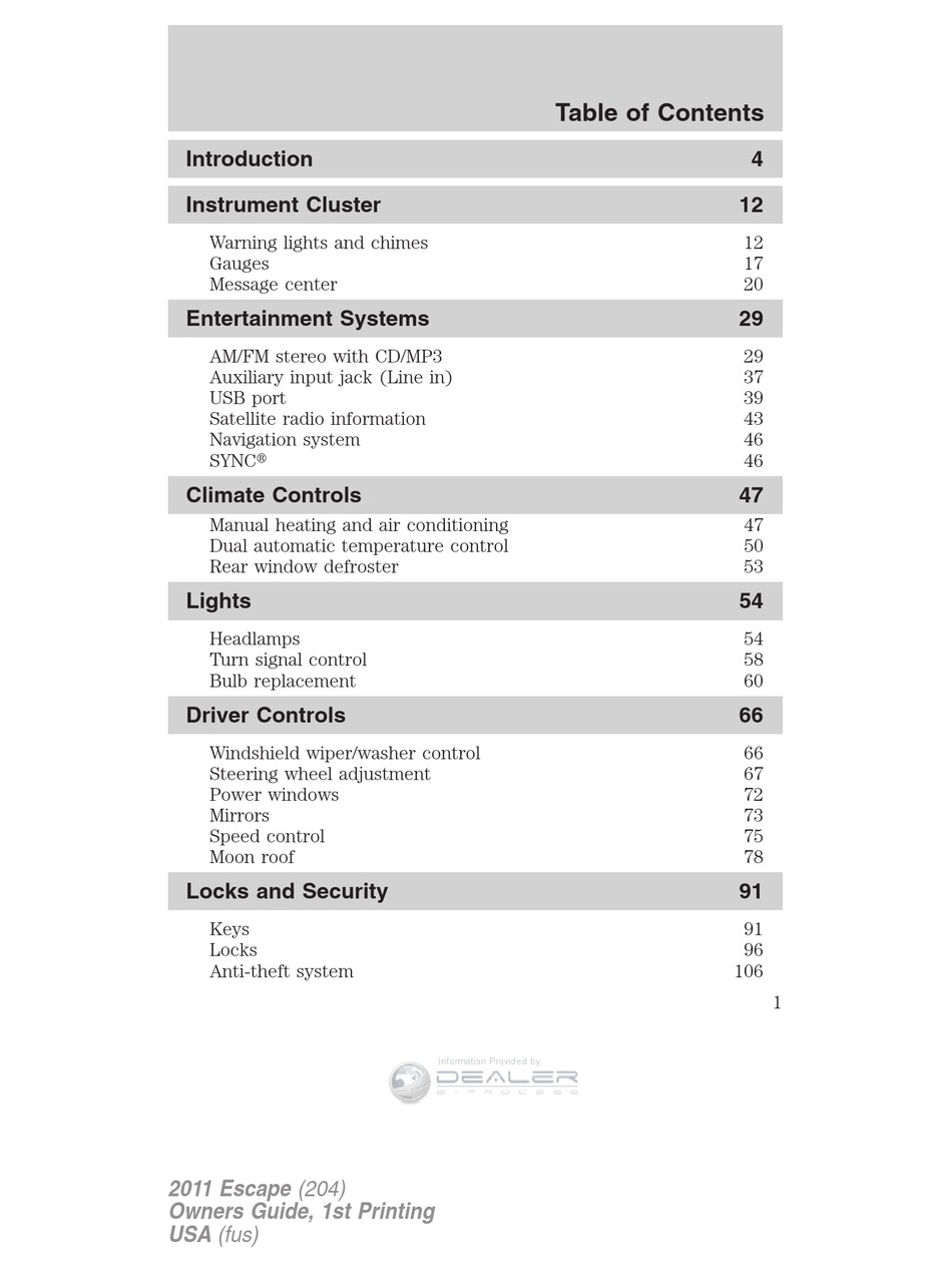 FORD 2011 ESCAPE OWNER'S MANUAL Pdf Download | ManualsLib