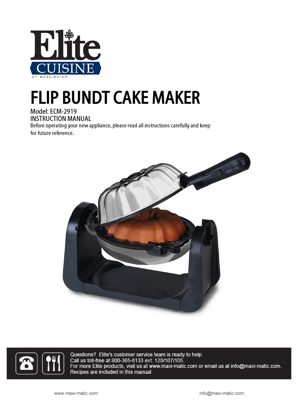  Maxi-Matic Elite Cuisine ECM-2919 Flip Bundt Cake