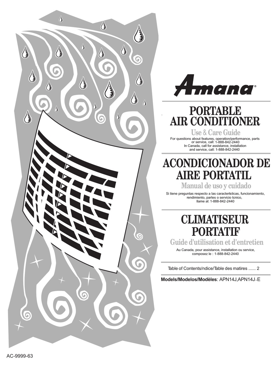 Amana Portable Air Conditioner Manual / Amana 8 000 Btu Portable Air