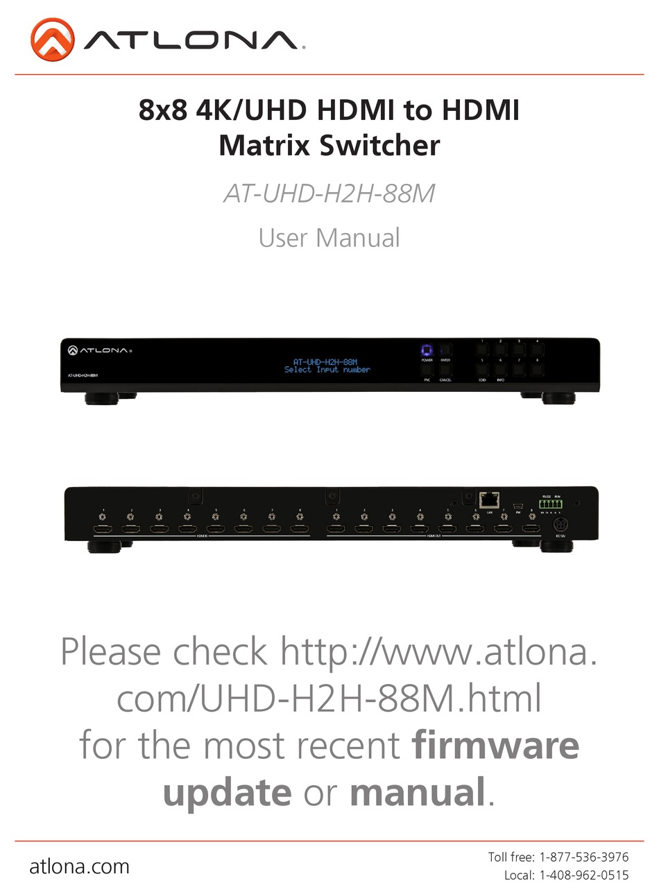Atlona At Uhd H2h 88m User Manual Pdf Download Manualslib