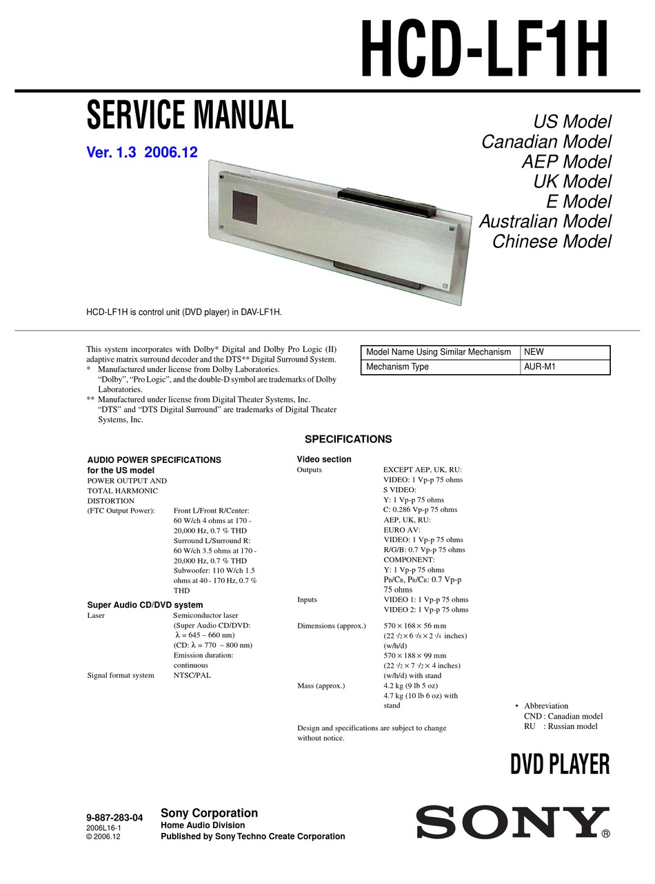 Sony Hcd Lf1h Service Manual Pdf Download Manualslib