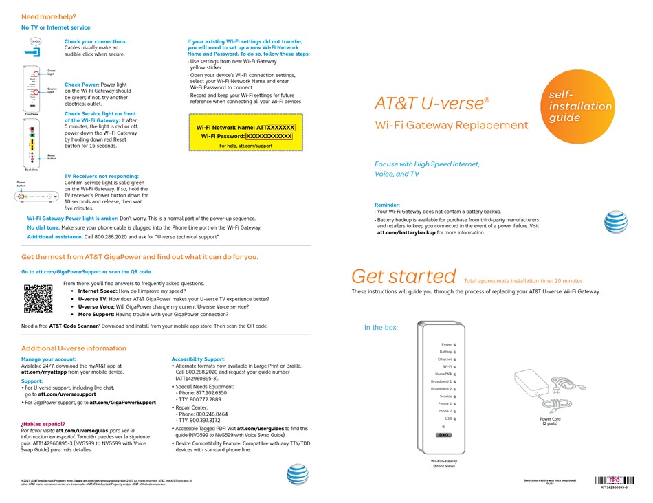 AT&T NVG599 SELFINSTALLATION MANUAL Pdf Download ManualsLib