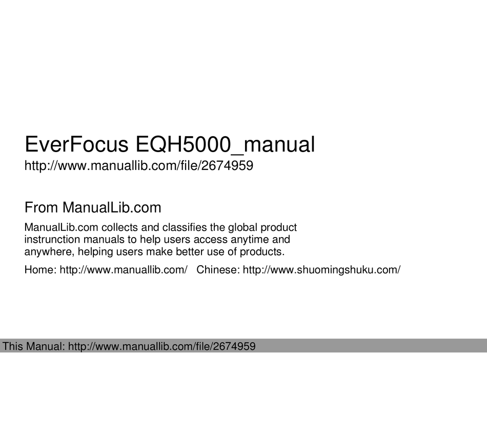EVERFOCUS EQH5000 OPERATION MANUAL Pdf Download ManualsLib